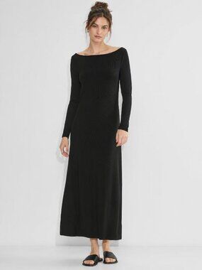 Aritzia The Group by Babaton Luxe Lounge Tulsi Dress Drapey Ribbed Black Medium